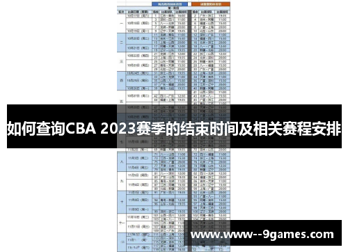 如何查询CBA 2023赛季的结束时间及相关赛程安排